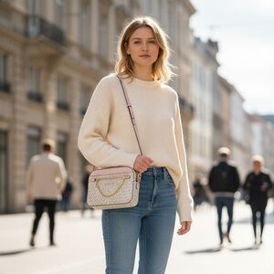 Michael Kors Cream Sweater with Blue Skinny Jeans